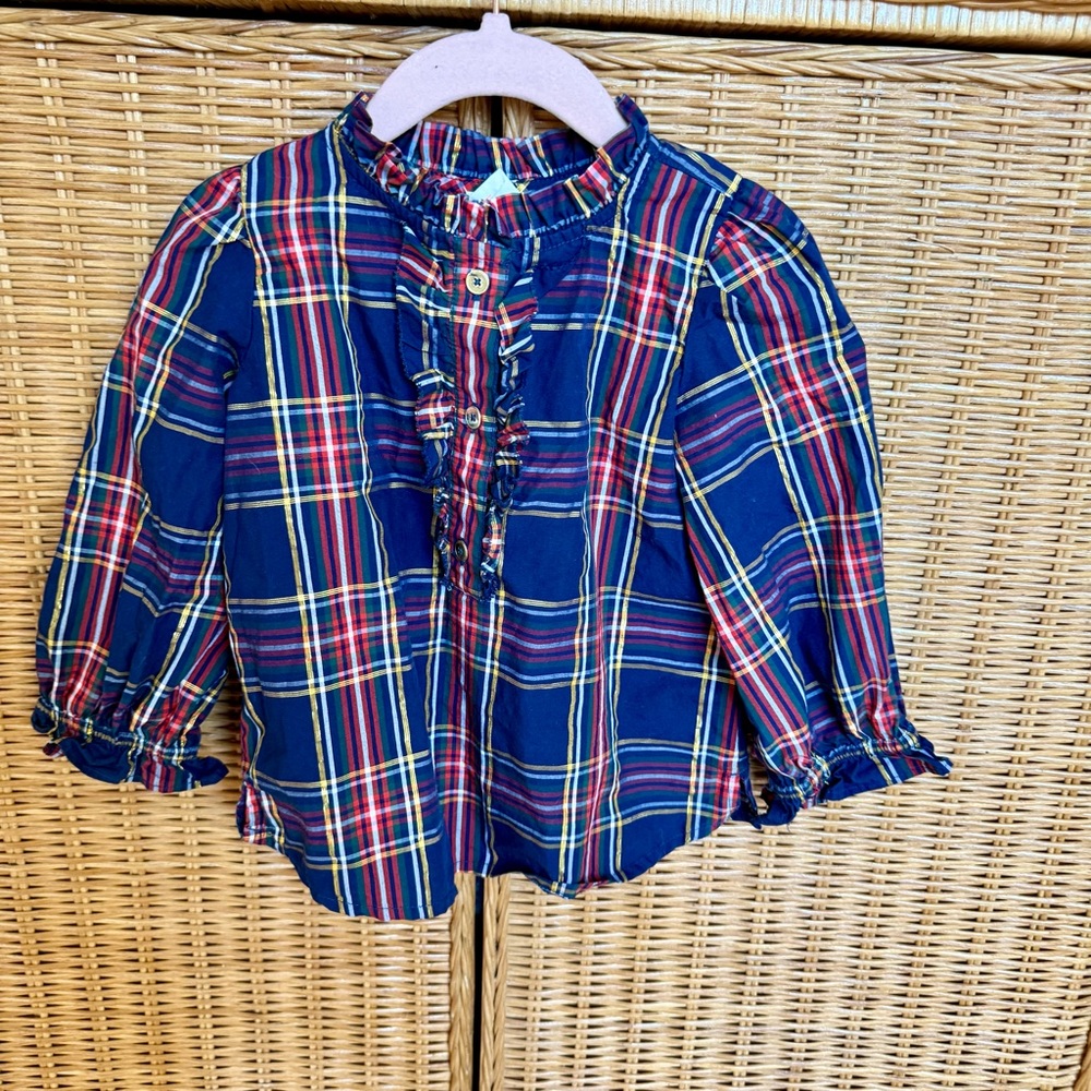 Crewcuts Blue and Red Plaid Kids Blouse